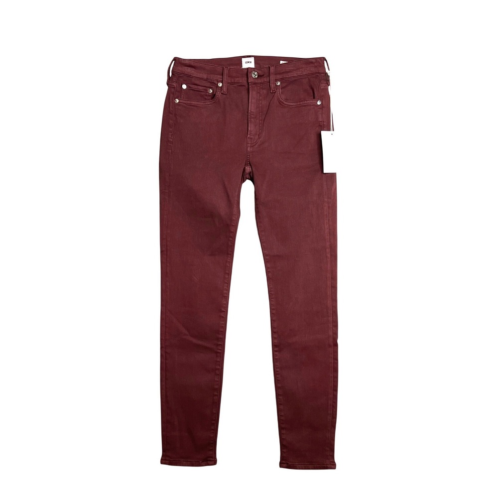 EDWIN Shape Pixie 9" Midrise‎ Skinny Ankle Jeans Size 26 Wine Burgandy NWT